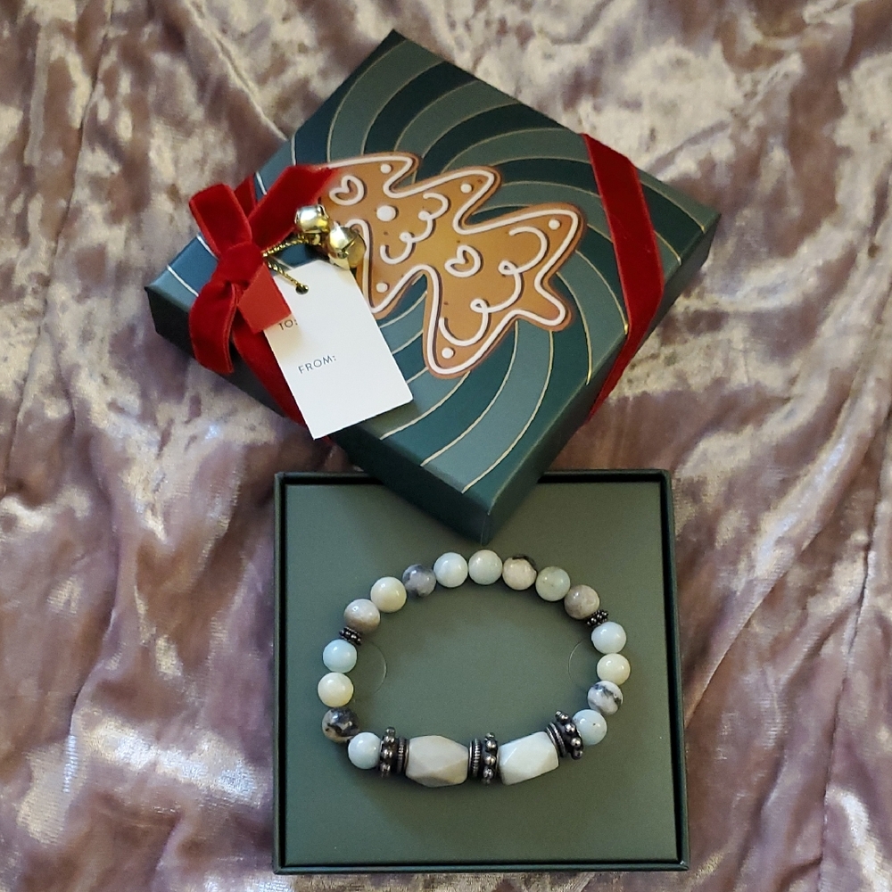 Amazonite Healing Handmade Stretch Bracelet Christmas Gift In Box